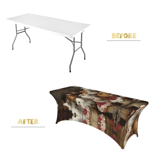 Nappe rectangulaire élastique imprimée cochons d'Inde pour table de buffet