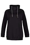 Weiter Stehkragen mit Kordel Ulla Popken Damen, Stehkragen, Kordel, Raglanärmel Sweatshirt, Schwarz (Schwarz 71396310), 50/52 EU