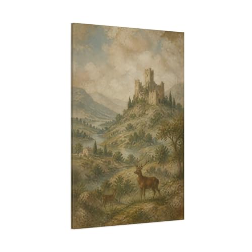 Toile imprimée de faune et vieux château pour une ambiance poétique