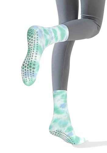 Benefeet Sox Tie-dye Pilates Socks for Women Girls Colorful Tie-dye Non-Slip Grip Slouch Yoga Socks Cool Slipper Sock for Barre Hospital Workout