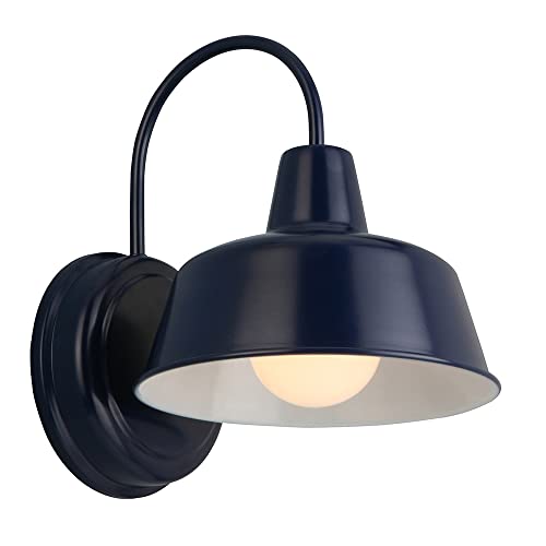 Image of Design House Mason Outdoor Wall Light, 8 inch, Navy Blue | Wall Mount, Modern Farmhouse, Steel, Lighting, 579334