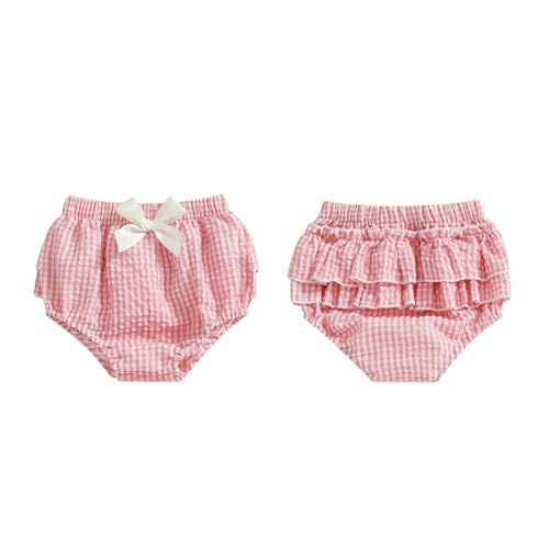 Newborn Infant Baby Girl Ruffle Diaper Covers Bloomers Striped Plaid Shorts Summer Outfits