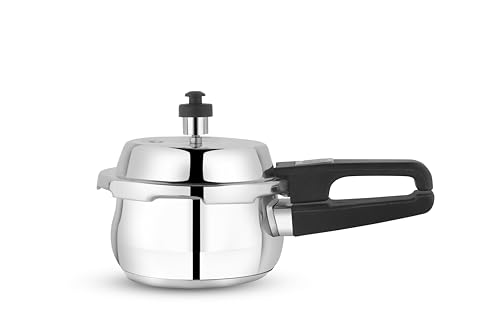 Image of GARUDA NRI Stainless Steel Pressure Cooker with Glass Lid, Handi Shape, Sandwich Bottom, Induction Compatible (1.5 Litres)