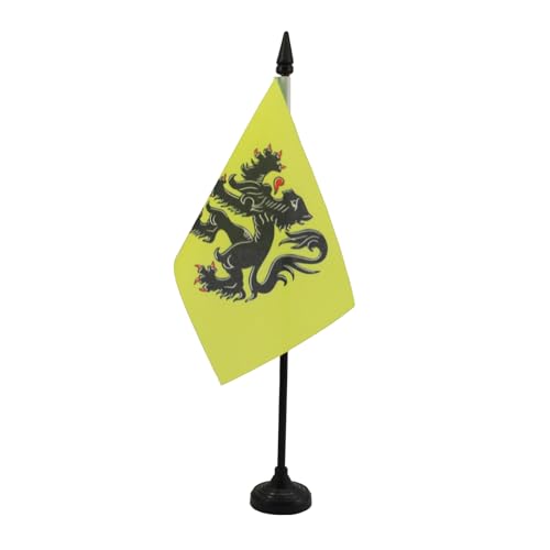 AZ FLAG - Drapeau De Table Flandre - 15x10 cm - Mini Drapeau Flamand De Bureau 100% Polyester Avec...