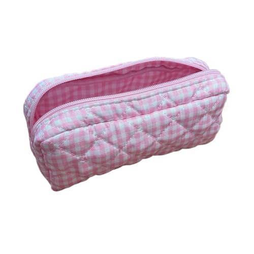 Image of Cute Pencil Case Floral Quilted Pouch Makeup Bag (Pink, Small)