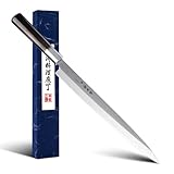 Sumteene Sushi Knife 12 inch (300mm), Yanagiba Knife with 7Cr17MoV High Carbon Stainless Steel Blade, Octagonal Ebony Handle