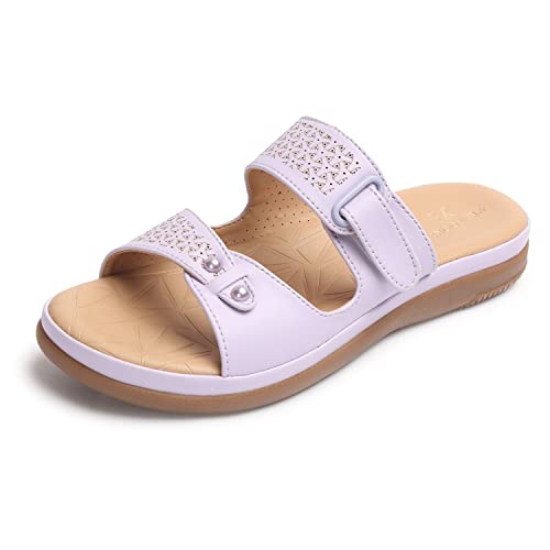 Image of XE Looks Women's Elegant Slip-On Sandals | Adjustable Velcro Straps with Modern Detailing | Stylish Perforated Design | Lightweight and Cushioned Doctor Slippers For Girls & Women