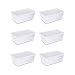 Sterilite 6 Quart Clear Stacking Closet Storage Tote Container with White Lid (6 Pack)