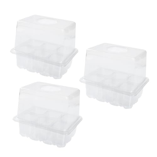 Toyvian Cajas de Germinación Transparentes de Plástico para Vivero 6 Orificios 3 Unidades para Invernadero Jardinería Cultivo Rápido y Conservación de Humedad