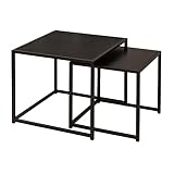 riess-ambiente.de Design Beistelltische 2er Set Slim LINE 50cm Esche schwarz Industrial Stil Tischset Satztische Wohnzimmertisch Tische Couchtisch