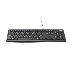 Logitech K120 Teclado con Cable Business para Windows, Tamaño Normal, Resistante a Líquido, Barra Espaciadora Curvada, PC/Portátil, Disposición QWERTY Español – Negro
