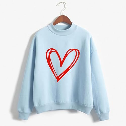 Pull imprimé cœur pour femmes à manches longues coupe ample douce