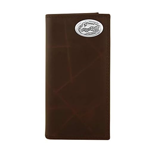 Zep-Pro NCAA Florida Gators Brown Wrinkle Leather Roper Concho Wallet, One Size UFL-IWT4-WRNK-BRW