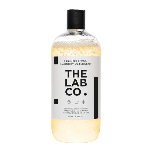 The Lab Co. Cashmere & Wool Laundry Detergent 500ml | Non Bio Laundry Wash for Cashmere Wool Merino & Mohair | Hand & Machine Wash Formula | Myrrh Cinnamon & Cedarwood Fragrance | Up to 32 Washes