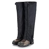 Feeshoppher Polainas de senderismo de tela Oxford impermeables con forro polar cálido para senderismo, montañismo y camping, correas antideslizantes ajustables, protección contra barro y arena (talla