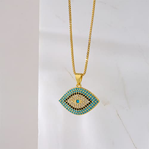 Cmoonry 18K Gold Plated Evil Eye Necklace For Women Men Lucky Cz Zircon Party Jewelry Gift (Gold) #TOP2