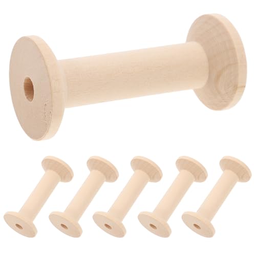 jojofuny Grande Bobine en Bois Lot de 6 pour Couture et Artisanat avec Fils et câbles, bobines vides Naturelles multifonctionnelles pour Loisirs créatifs et Tissage