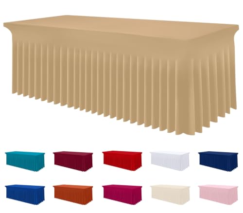 Image of Smiry Spandex Elastic Fitted Table Cloth Skirt for 4FT Rectangle Table