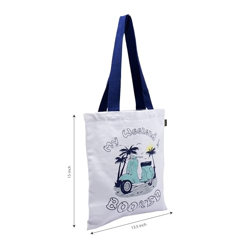 Image of ibni RFD Premium Tote Bag With Printed Designed Canvas Tote Bags For girl & women large capacity,Tote bag For Shopping, College, Travel, school, tuition and gifting 15x13.5 Inch