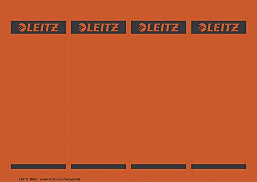 Leitz PC-beschriftbare Rückenschilder selbstklebend für Standard- und Hartpappe-Ordner, 100 Stück, Kurzes und breites Format, 62 x 192 mm, Papier, rot, 16852025