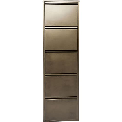 Kare Design Schuhschrank Caruso, Bronze, Metall, mit 5 Klappen, Schuhablage für 10 Paar Schuhe, schmal, platzsparend, hoch, Schuhregal, Eingangsbereich, 170x50x14 cm (H-B-T)