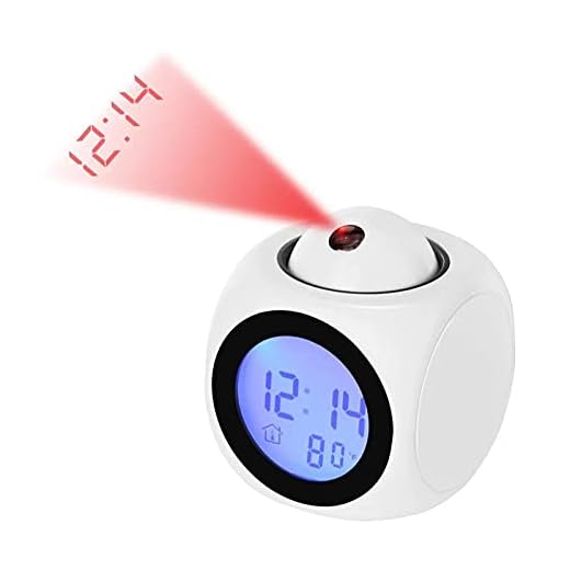 with Voice Talking LED Time Temperature for Bedroom，Projection Alarm Clock for Bedrooms Digital Voice Report Alarm Clock 12/24 HDigital Electric Clocks Projection On Ceiling, Bedside, Office (White)
