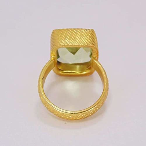 Prasiolite Quartz Silver Ring, Handmade Ring, 925 Sterling Silver Ring, Green Amethyst Ring, Minimalist Ring, Bezel Style, Boho Ring, Women’s Promise Ring, Gift For Her, Birthday Gift Woman Ring #TOP3