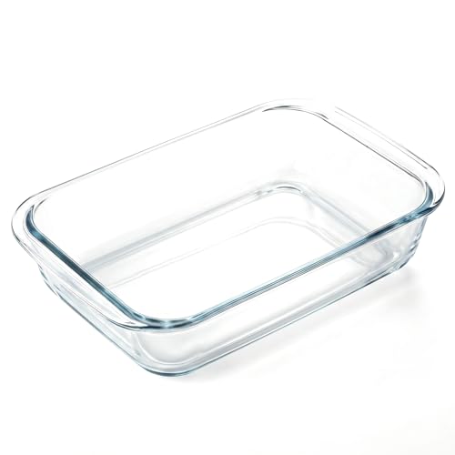 Wilafury Fuente para Hornear de Vidrio 3L, Utensilios para Hornear de Horno de Vidrio Profundo Rectangular, Cacerola Transparente para, Cocinar, Lasaña