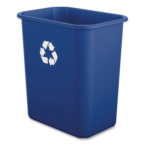 Boardwalk Recycling Bin, 7 Gallon Trash Can, Blue Plastic, Indoor,