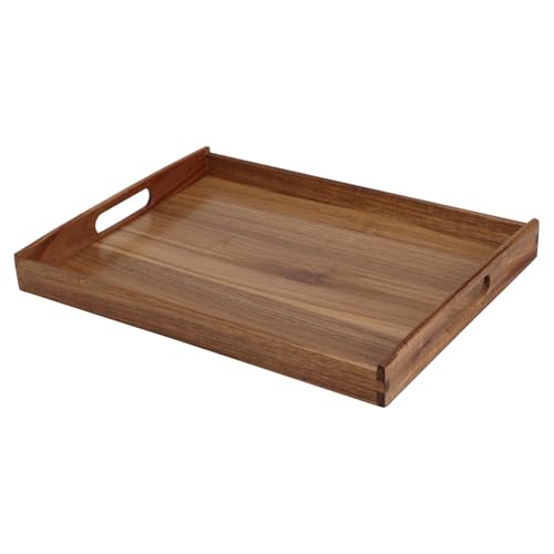 Acacia Wood Serving Tray with Handles | Wooden Tray for Food, Drinks & Home Decor - 40x30cm