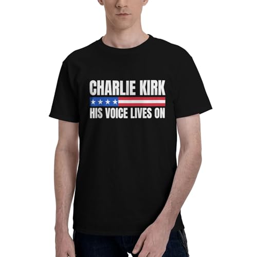 His Voice Lives On Charlie Kirk Short Sleeve T-Shirt Justice for Charlie Kirk Classic Fit Crew Neck