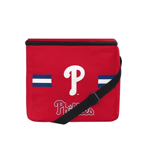 FOCO MLB Officially Licensed Primary Logo Team Stripe 6 or 12 Pack Soft Insulated Game Day Baseball Lunch Tote Cooler - Philadelphia Phillies - 6 Pack