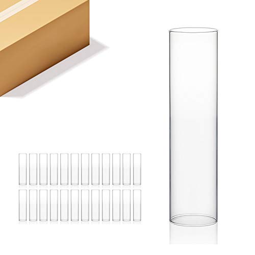 WGVI Hurricane Candle Holder Sleeve, Wide 2.5", Height 10", Clear Glass Cylinder Candleholder, Chimney Tube, Open Ended Candle Shade, 24 Pieces Bulk