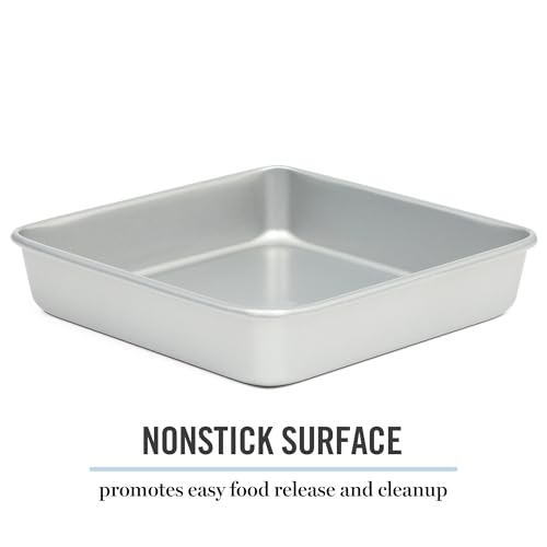 Image of Martha Stewart Gallen 9 Inch Square Nonstick Carbon Steel Cake Pan - Silver Durable Bakeware for Cakes, Brownies & Desserts, 9 inch Cake Pan (Pack of 6)