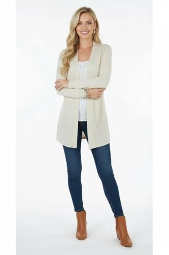 Image of ToBeInStyle Womens Open Front Long Sleeve Lightweight Asymmetrical Draped Cardigan with Side Pockets