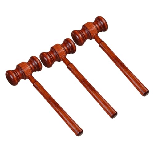 SOPOTUTU 3 piezas Martillo de Subasta de Madera Maciza de de Juez con Sonido Claro Práctico y Duradero para Uso Juicios y Públicas