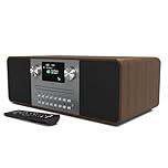 DAB/DAB+ & FM Digital Radio with CD Player | Bluetooth & USB MP3 Player | 60W Premium Sound | Remote Control | Mains Powered | Perfect for Home Entertainment | AZATOM D4 (Walnut)