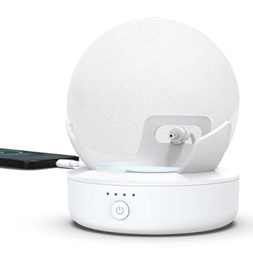 Base de Bateria Echo Dot 5 - Suporte de Bateria Portátil de 10000 mAh Suporte para Echo Dot 5 Longa Duração 16 Horas Tempo de Reprodução Base de Bateria para Echo Dot 5ª Geração (10000mAh, Branco)