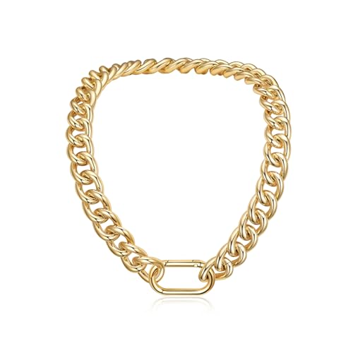 U7 Chaine Doré Homme collier Grosse Maille Hip Hop Chaine Maille Chunky Gold Necklace 16MM de Large