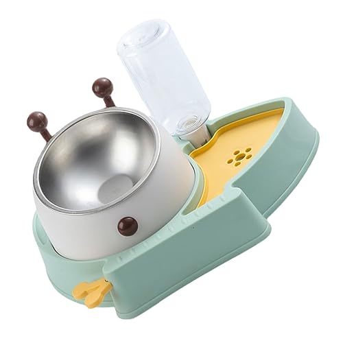 INOOMP 飲用ボウル 傾いた猫の餌入れ セルフディスペンスペットフィーダー 自動ウォーターディスペンサーボウル 犬自動給餌器 ペットフードディスペンサー 上げ猫ボウル Green Pp