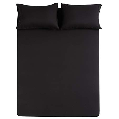 The Great American Store - Classic Brushed Microfiber (Polyester) 4 PC Queen Sheet Set - Black Solid