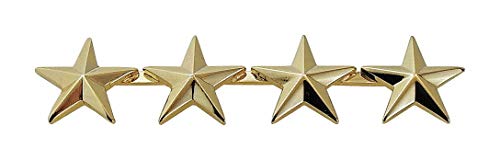 Hero's Pride Rank Insignia, Four Five-Pointed Star Pin, 2 Posts and Clutch Backs, 5/8