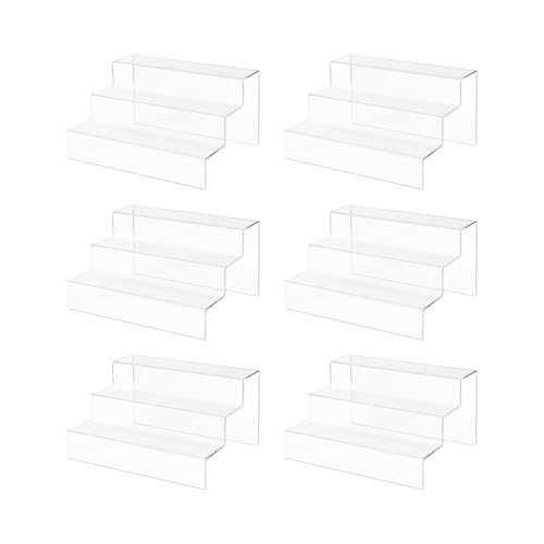 Marketing Holders 6 Pack Clear Acrylic Riser Retail Store Fixture for Small Products 9 Inch Wide by 7.75 Inch Deep Collectible Jewelry or Watch Boxes Showcase Platform