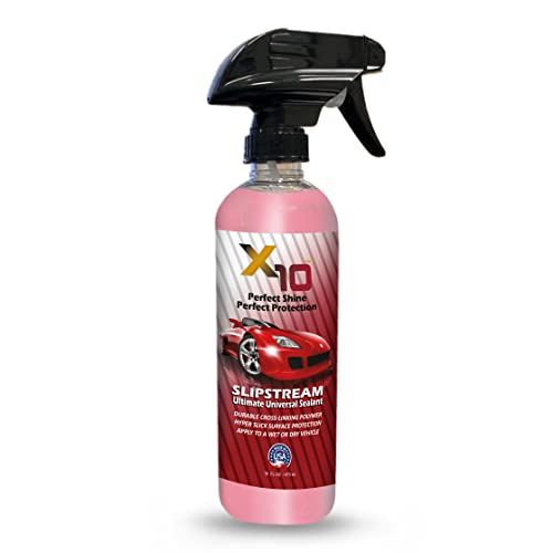 X10 Slipstream Universal Hydrophobic Coating Spray 16 oz- Car Detailing Sealant to Hydrophobe Paints, Windshield Glass, Plastic & Rubber Molding| Works with Any Base Surface- Coatings, Sealants or Wax