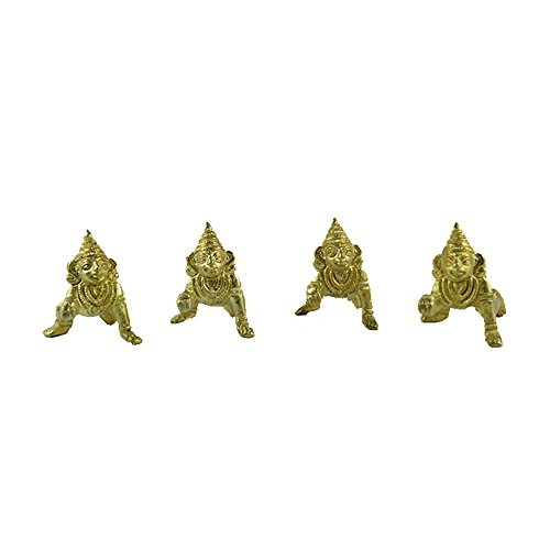 Lord Krishna Laddoo Gopal Lot de 4 statuettes de divinité hindoue - 2