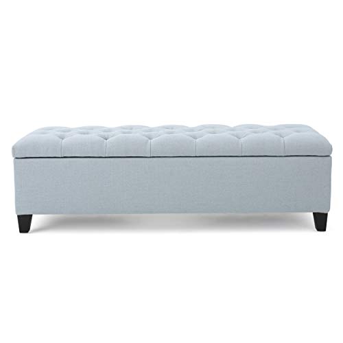 Christopher Knight Home Ottilie Fabric Storage Ottoman, Light Sky
