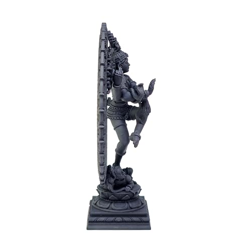 Image of MurtiHome Nataraja Statue, Natraj Murti, Shiva The Cosmic Dancer Idol | 10.16 cm Tall Small Black Color Figure Made From UV Resin, Crafted by 3D Printer for Car Dashboard, Home, Office, Gift