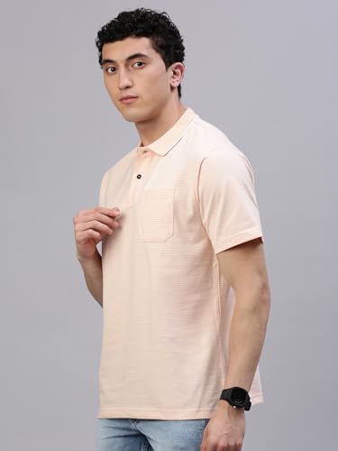 Image of Classic Polo Men's Half Sleeve Polo Neck Authentic Fit Striped Cotton T-Shirt