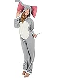 🎭🎊 Ce déguisement d'éléphant gris pour femme est une combinaison avec capuche. La combinaison de couleur grise est blanche au niveau du ventre. Elle se ferme et s'ouvre sur l'avant par une fermeture éclair.