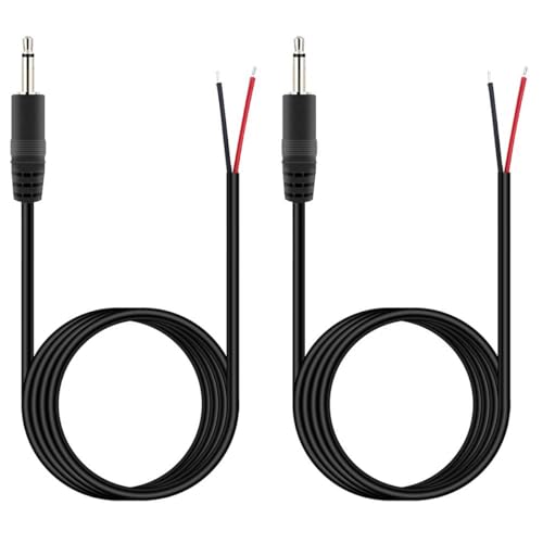 Greluma 2 pcs Câble connecteur jack mono TS 2 pôles 3,5 mm mâle vers fil nu, 1,5 m, pour casque d'écoute